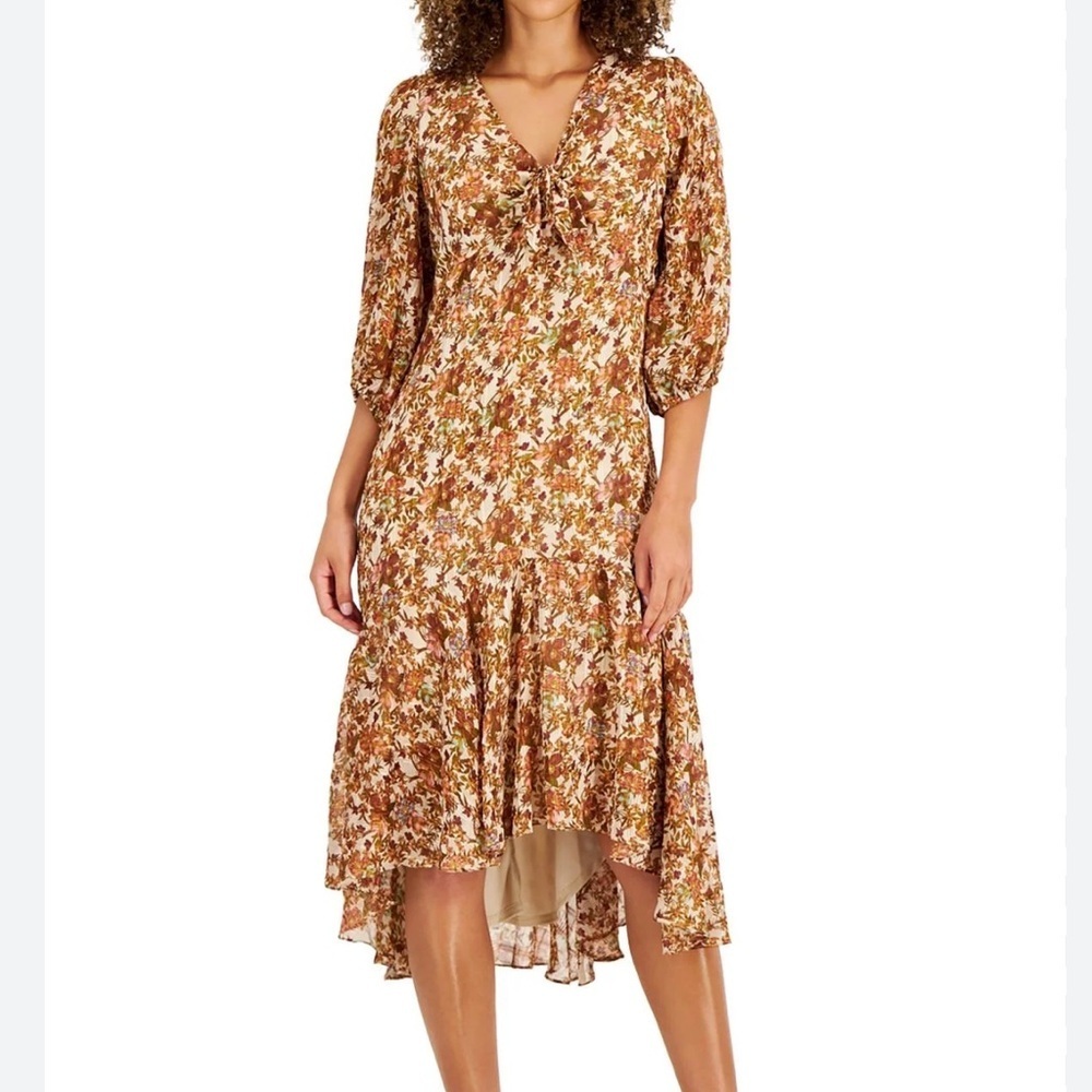 Taylor Sheer Floral High Low Midi Dress